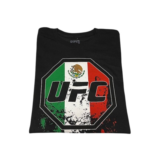 UFC Ultimate Fighting Championship Black T-Shirt With Flag of Mexico Size L NWT - Picture 6 of 11